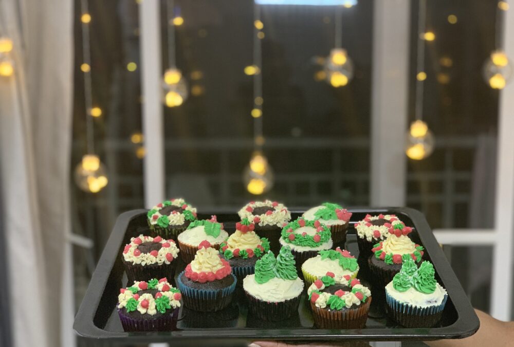 Christmas wreath cupcakes